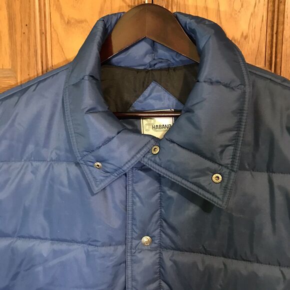 Haband Quilted Nylon Puffer Vest Men's 2XL Blue Hook & Loop Pockets Snap Front - Picture 2 of 10